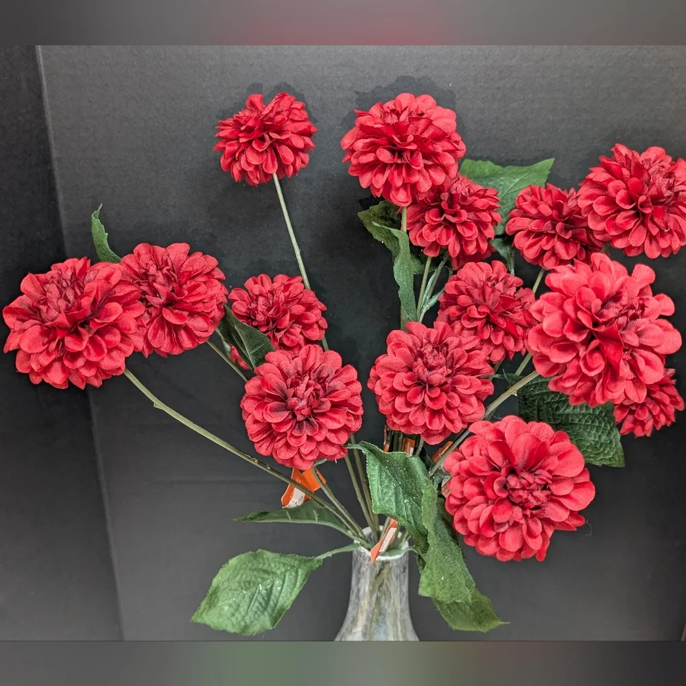 Dark Red Dahlia Stems Ashland Michaels Scarlet Faux Floral Scarlet Flowers